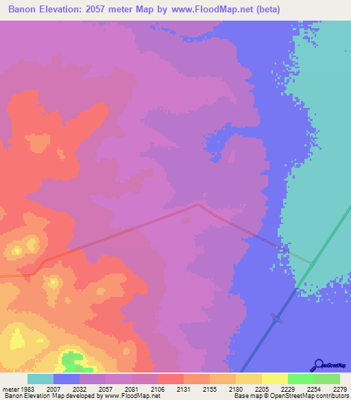 Banon,Mexico Elevation Map