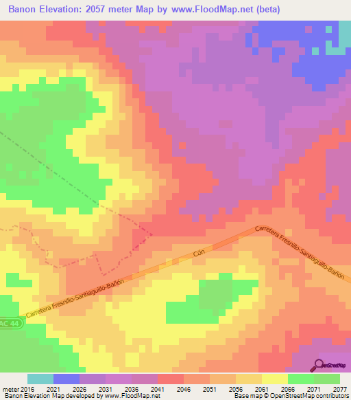 Banon,Mexico Elevation Map