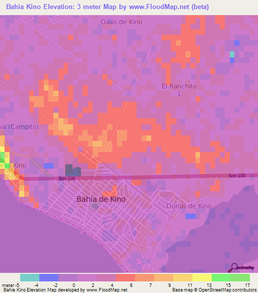 Bahia Kino,Mexico Elevation Map