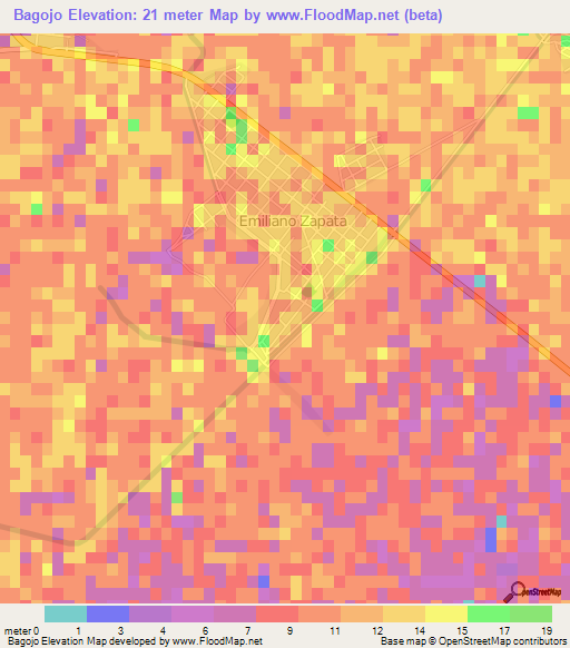 Bagojo,Mexico Elevation Map