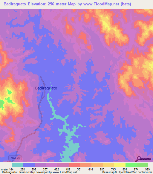 Badiraguato,Mexico Elevation Map