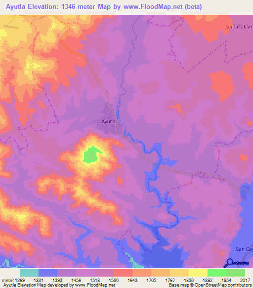 Ayutla,Mexico Elevation Map