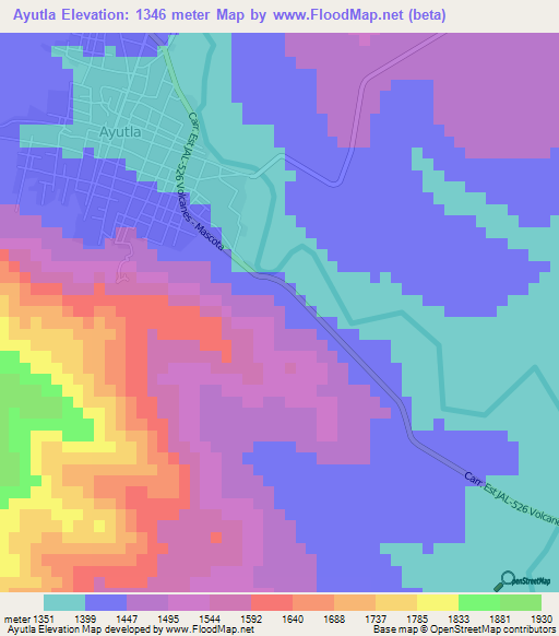 Ayutla,Mexico Elevation Map