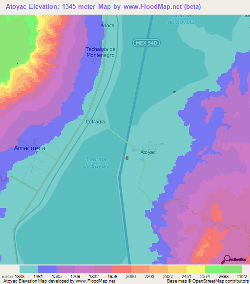 Atoyac,Mexico Elevation Map