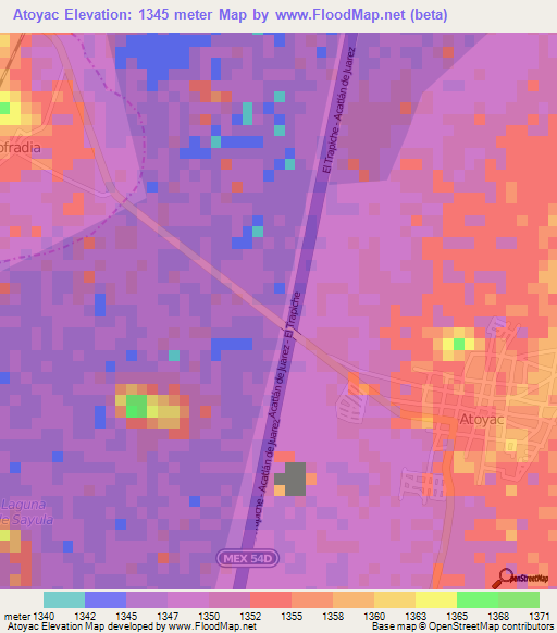 Atoyac,Mexico Elevation Map