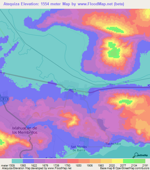 Atequiza,Mexico Elevation Map