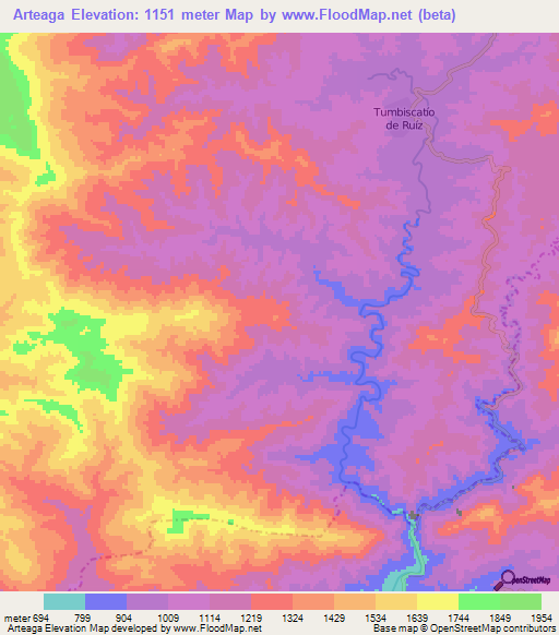 Arteaga,Mexico Elevation Map