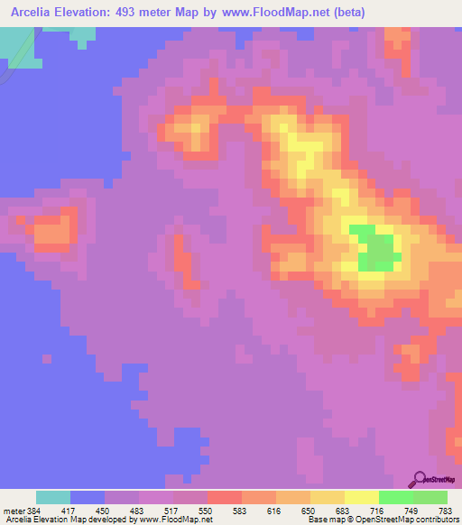 Arcelia,Mexico Elevation Map