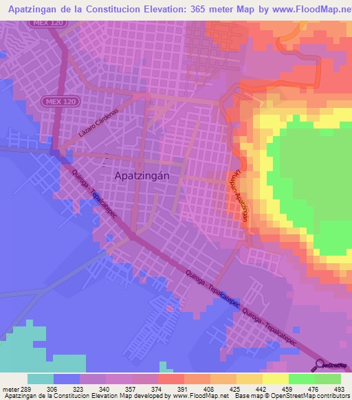 Apatzingan de la Constitucion,Mexico Elevation Map