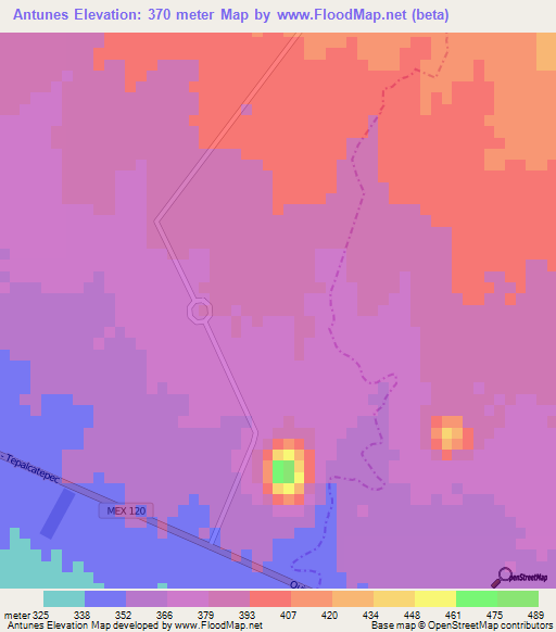 Antunes,Mexico Elevation Map