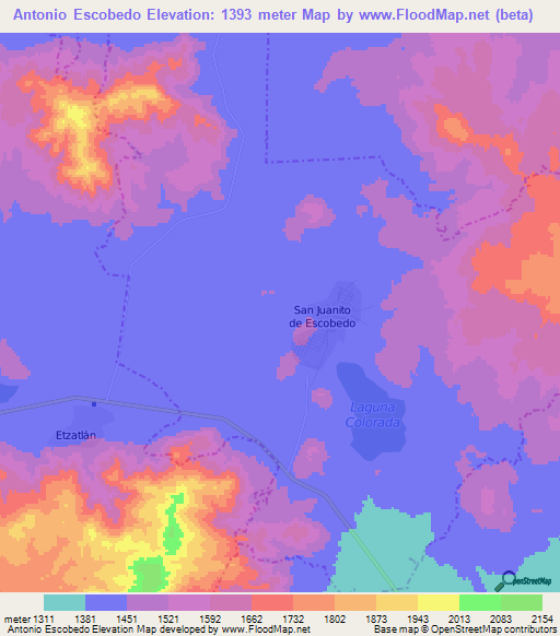 Antonio Escobedo,Mexico Elevation Map