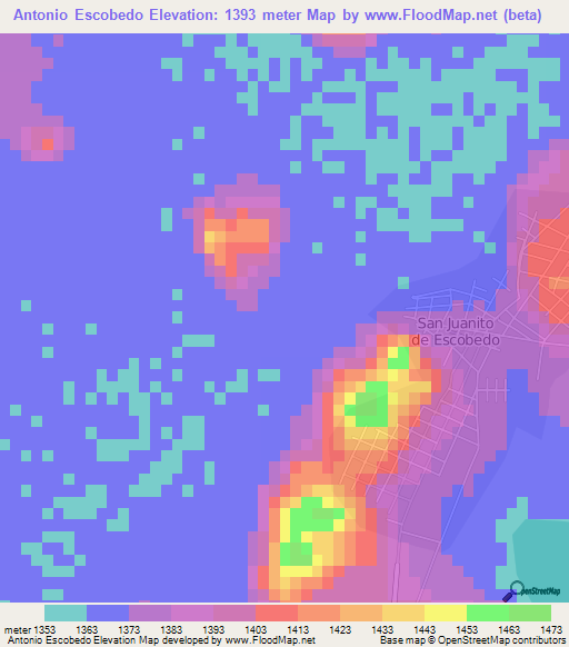 Antonio Escobedo,Mexico Elevation Map