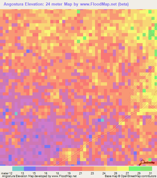 Angostura,Mexico Elevation Map