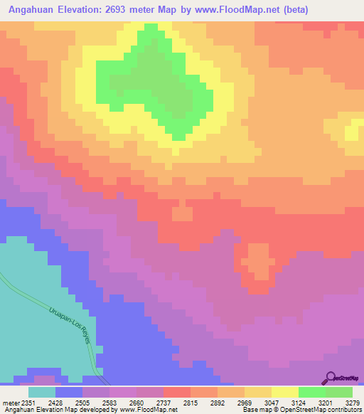 Angahuan,Mexico Elevation Map