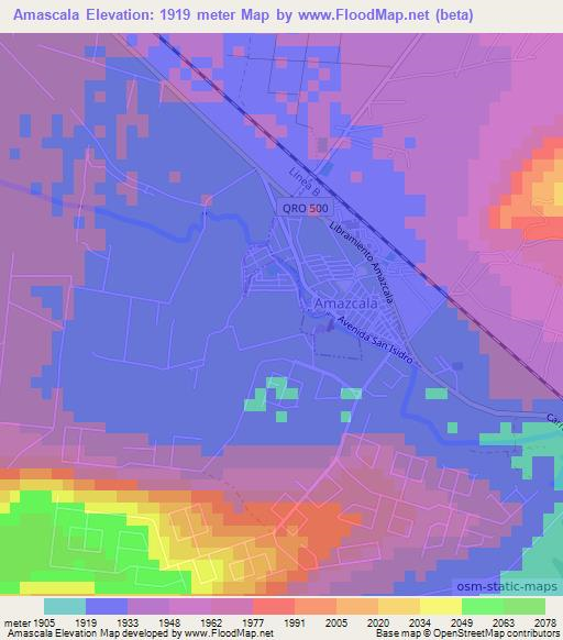 Amascala,Mexico Elevation Map