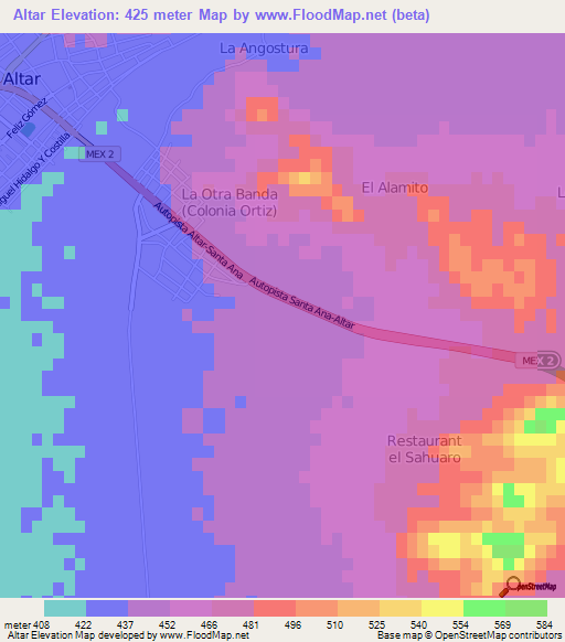 Altar,Mexico Elevation Map