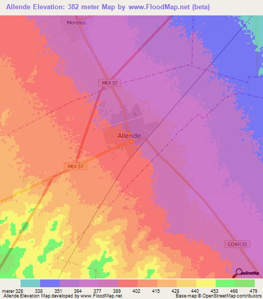 Allende,Mexico Elevation Map