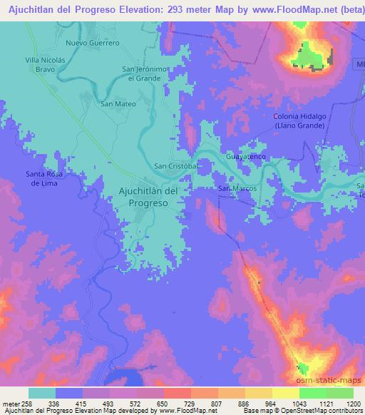 Ajuchitlan del Progreso,Mexico Elevation Map