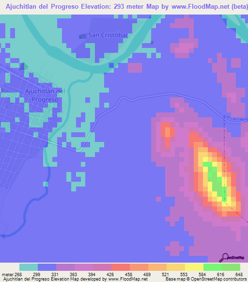 Ajuchitlan del Progreso,Mexico Elevation Map