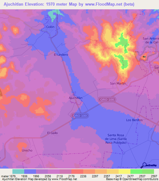 Ajuchitlan,Mexico Elevation Map