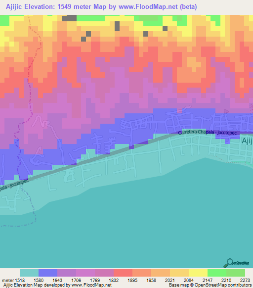 Ajijic,Mexico Elevation Map