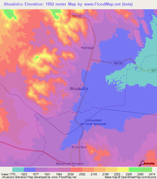 Ahualulco,Mexico Elevation Map