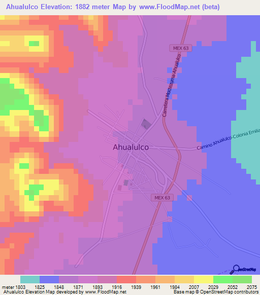 Ahualulco,Mexico Elevation Map