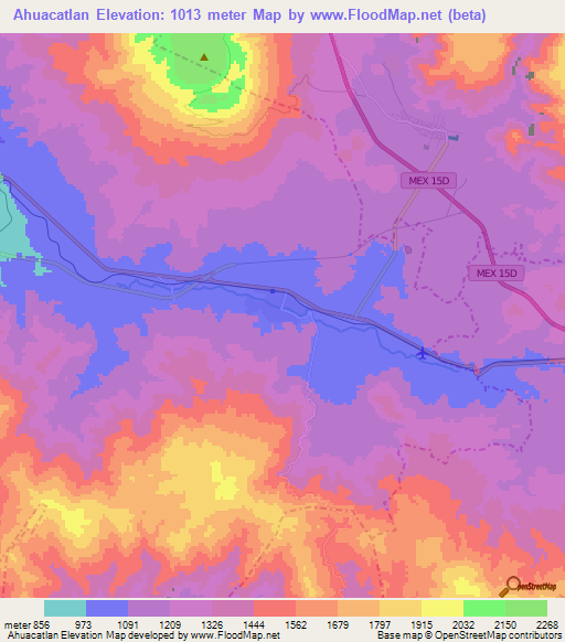 Ahuacatlan,Mexico Elevation Map