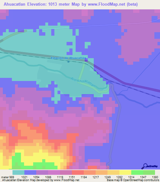 Ahuacatlan,Mexico Elevation Map