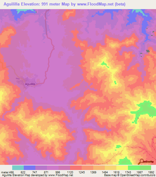 Aguililla,Mexico Elevation Map