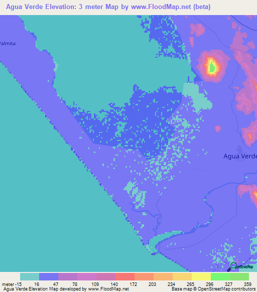 Agua Verde,Mexico Elevation Map