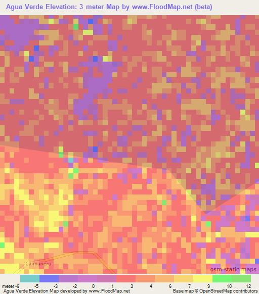 Agua Verde,Mexico Elevation Map