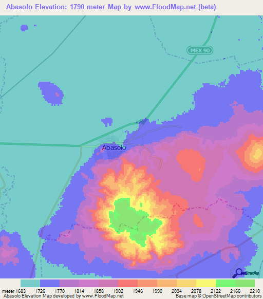 Abasolo,Mexico Elevation Map