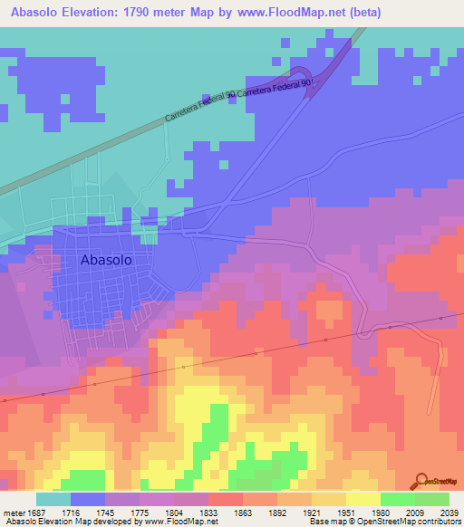 Abasolo,Mexico Elevation Map