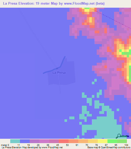 La Presa,Mexico Elevation Map