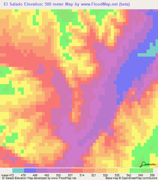 El Salado,Mexico Elevation Map