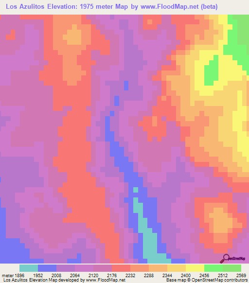 Los Azulitos,Mexico Elevation Map