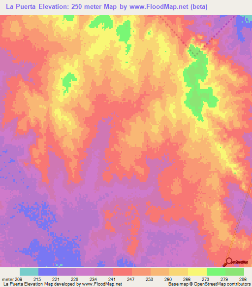 La Puerta,Mexico Elevation Map