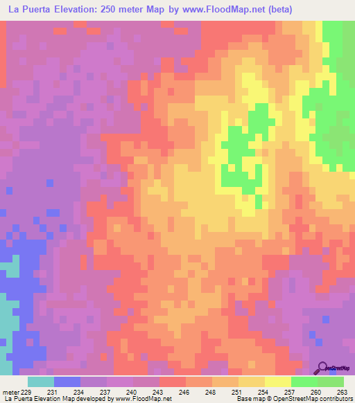 La Puerta,Mexico Elevation Map