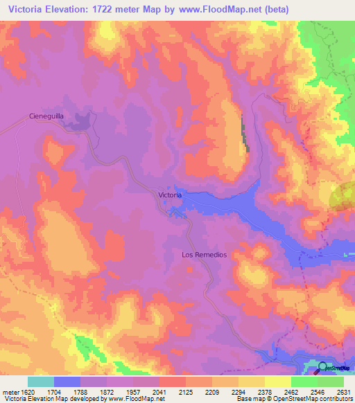 Victoria,Mexico Elevation Map