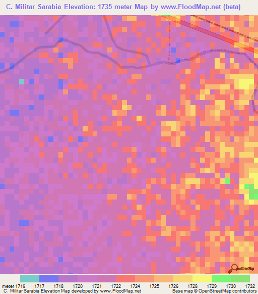 C. Militar Sarabia,Mexico Elevation Map