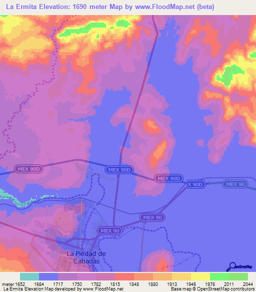 La Ermita,Mexico Elevation Map