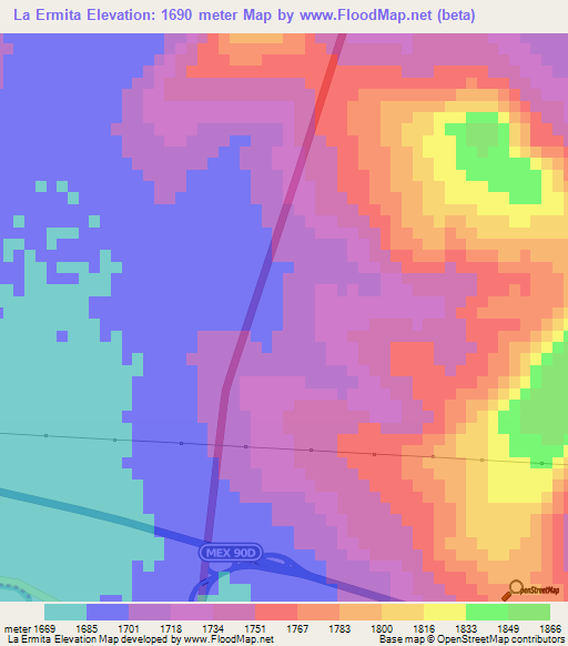 La Ermita,Mexico Elevation Map