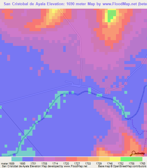 San Cristobal de Ayala,Mexico Elevation Map