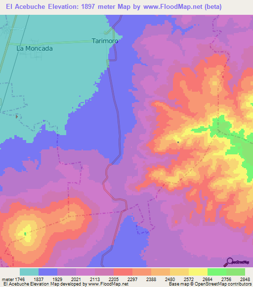 El Acebuche,Mexico Elevation Map