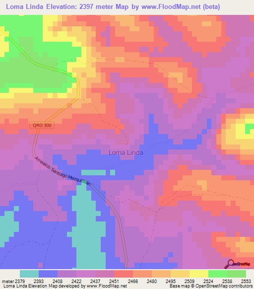 Loma Linda,Mexico Elevation Map