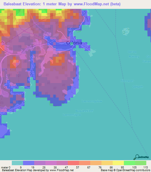 Baleabaat,Micronesia Elevation Map