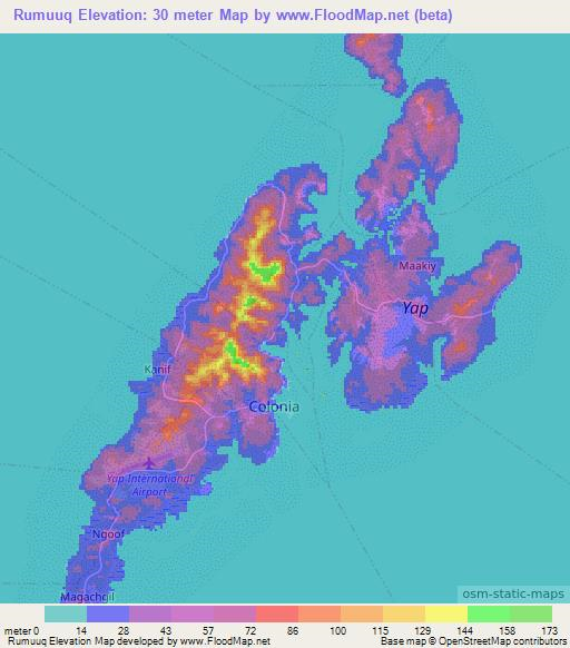 Rumuuq,Micronesia Elevation Map