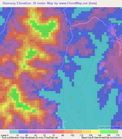 Rumuuq,Micronesia Elevation Map