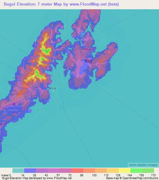 Bugol,Micronesia Elevation Map